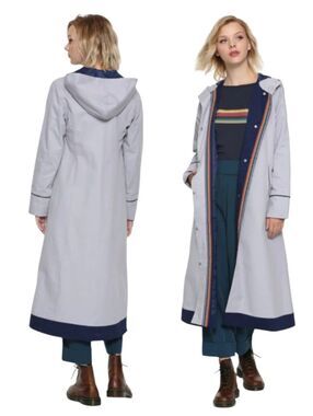 Her Universe Doctor Who Thirteenth Doctor Cosplay Trench Coat Light Gray Size M